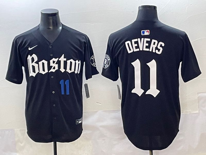 Men 2025 Boston Red Sox #11 Devers Black Five generations Joint Name Nike MLB Jersey style 12->boston red sox->MLB Jersey